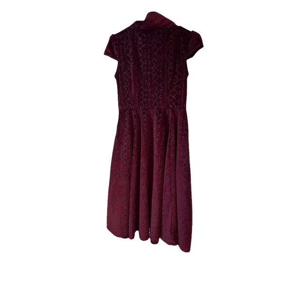hearts & roses size 8 heavy burgundy plum velvet 50s style dress stunning EUC - Picture 7 of 8